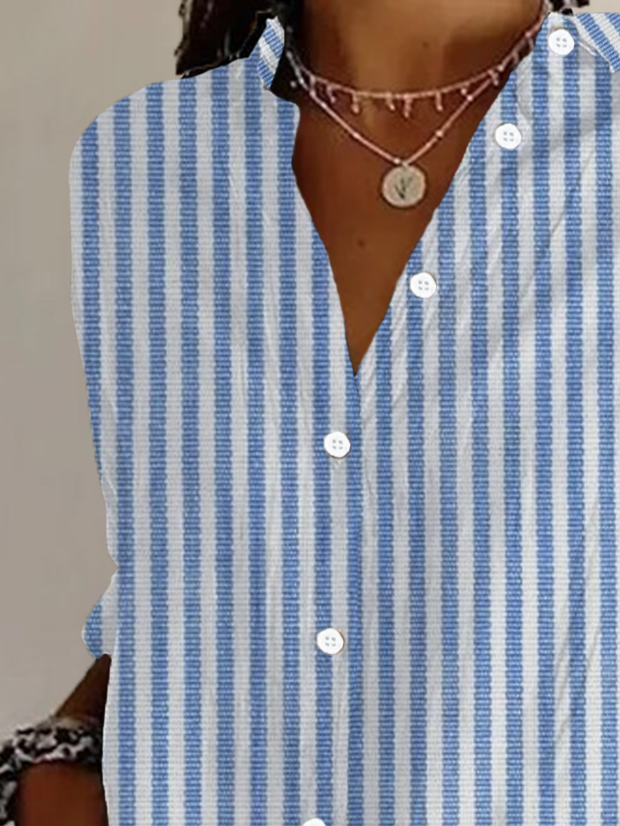 Chemises Femmes Rayé Décontracté Printemps / Automne Polyester Quotidien Ample Régulier Régulier T.-N.-L.
