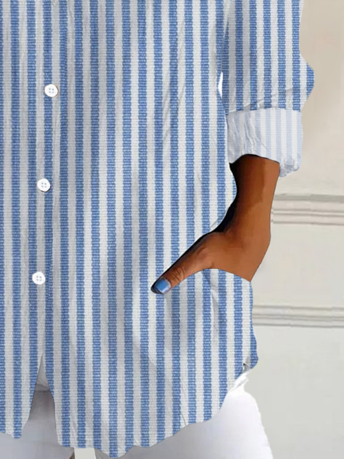 Chemises Femmes Rayé Décontracté Printemps / Automne Polyester Quotidien Ample Régulier Régulier T.-N.-L.