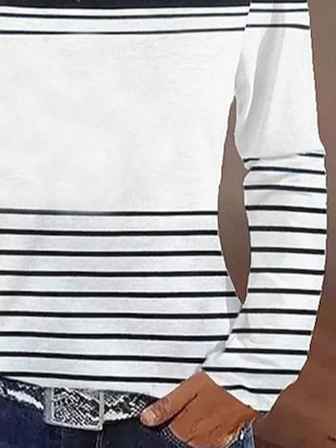 T-shirts Rayé Décontracté Printemps / Automne Imprimé Aucune élasticité Coupe Régulière Jersey Manches Longues Régulier pour Femmes