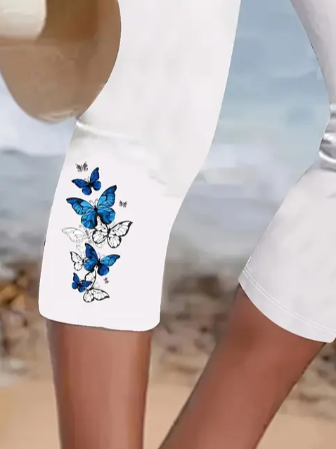 Pantalons Décontracté Été Papillon Imprimé Aucune élasticité Coupe Régulière Taille Élastique Régulier T.-N.-L. pour Femmes