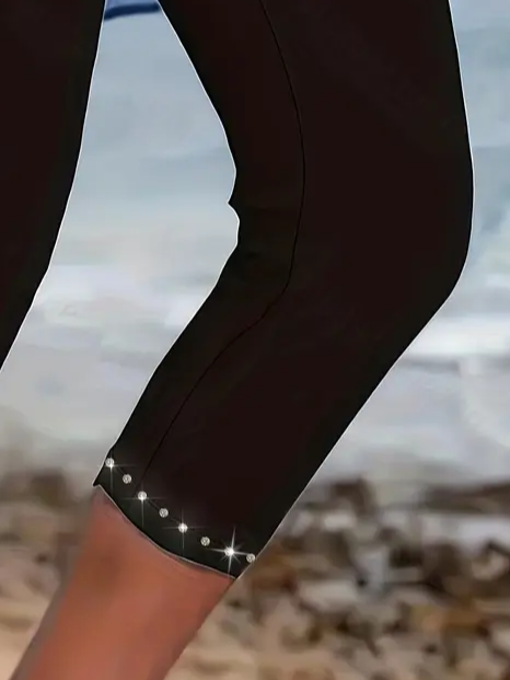 Pantalons Décontracté Plain Été Imprimé Naturel Taille Élastique Corsaire Legging Régulier pour Femmes