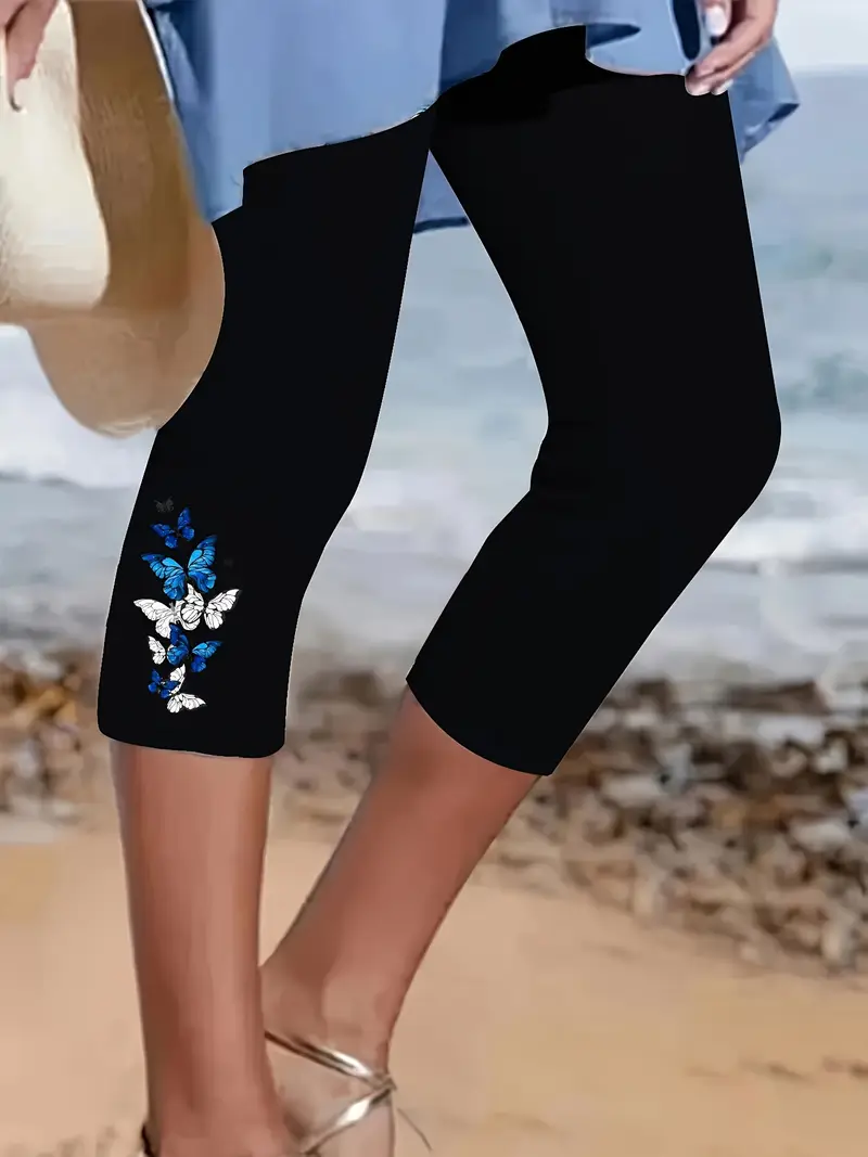 Pantalons Décontracté Été Papillon Imprimé Aucune élasticité Coupe Régulière Taille Élastique Régulier T.-N.-L. pour Femmes