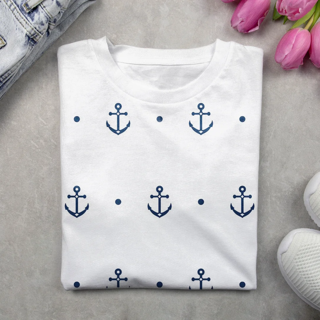 T-shirts Décontracté Printemps / Automne Ancre Micro-élasticité Ample Jersey Manches Longues Col Rond Régulier pour Femmes