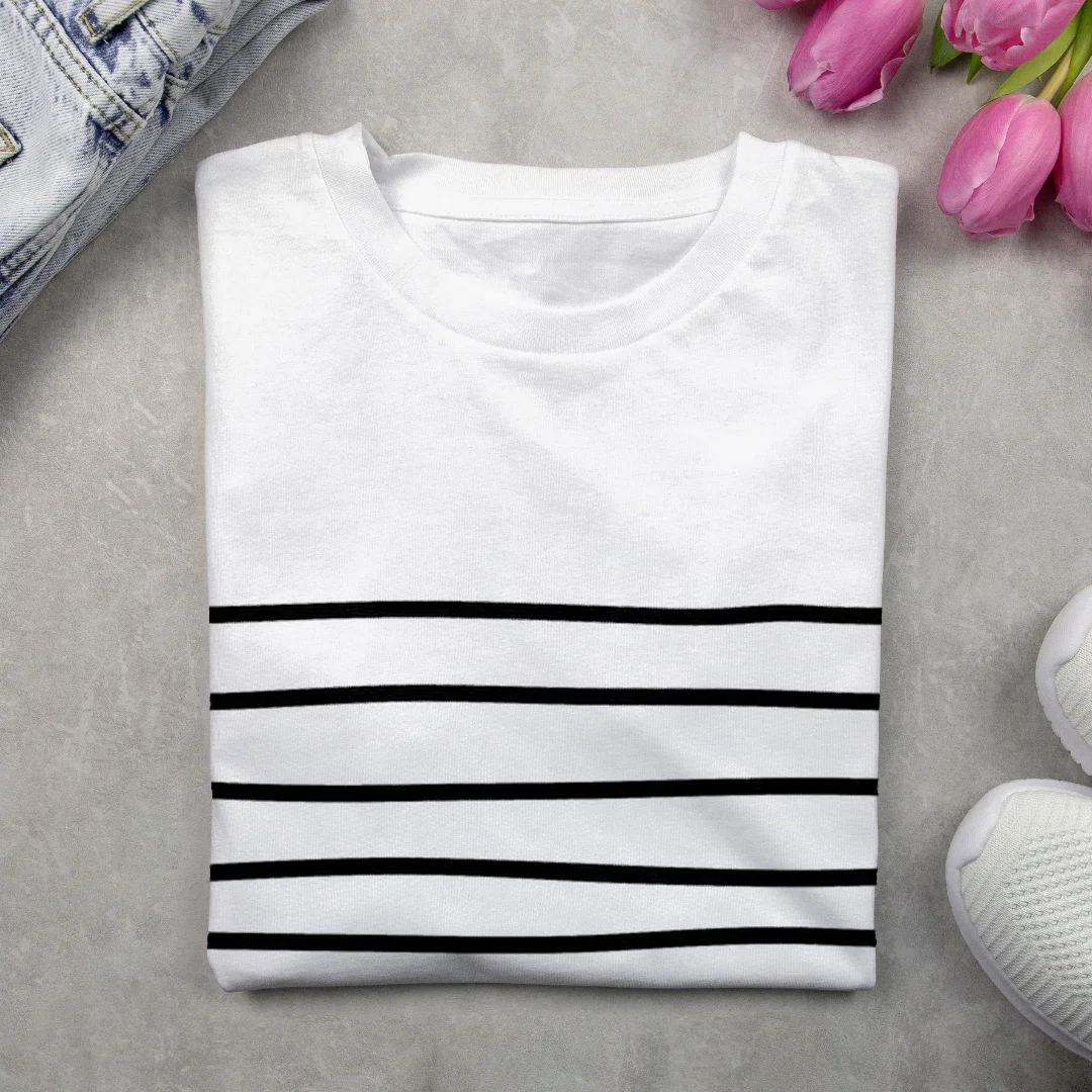 T-shirts Femmes Rayé Décontracté Printemps / Automne Micro-élasticité Ample Manches Longues Col Rond Régulier Régulier