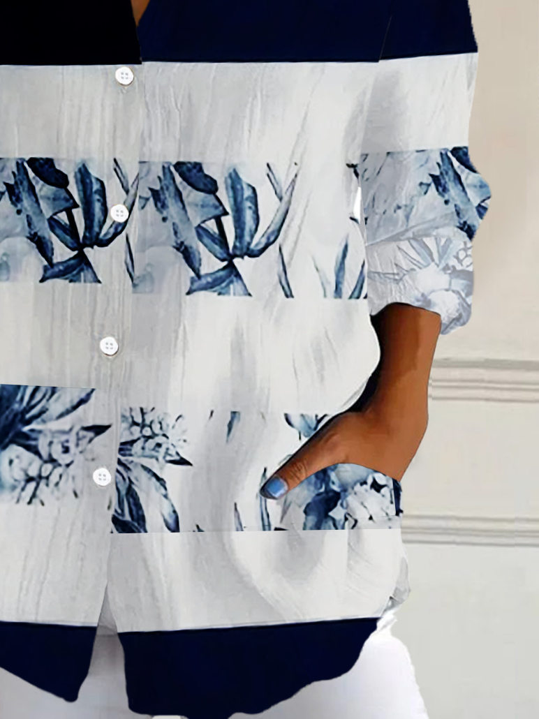 Chemises Femmes Rayé Décontracté Printemps / Automne Aucune élasticité Régulier Droit Boucle Col de Chemise T.-N.-L.