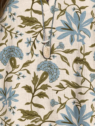 Chemises Décontracté Bloc de Couleur Printemps / Automne Col V Ample en Mélangé de Coton Régulier Trapèze Régulier pour Femmes