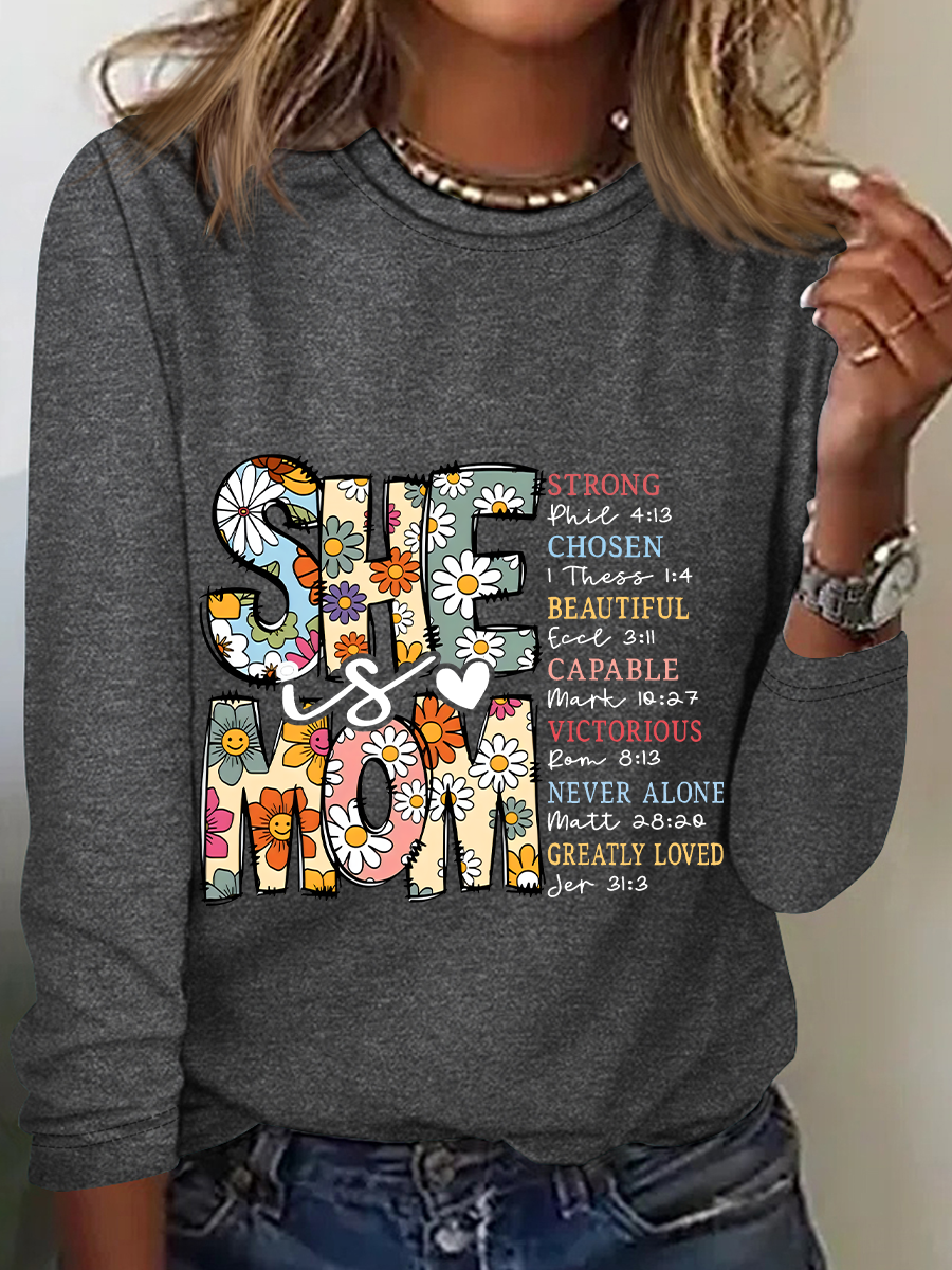 Blouses Décontracté Printemps / Automne Lettres de texte Quotidien Manches Longues en Mélangé de Coton Régulier Régulier Élasticité moyenne pour Femmes