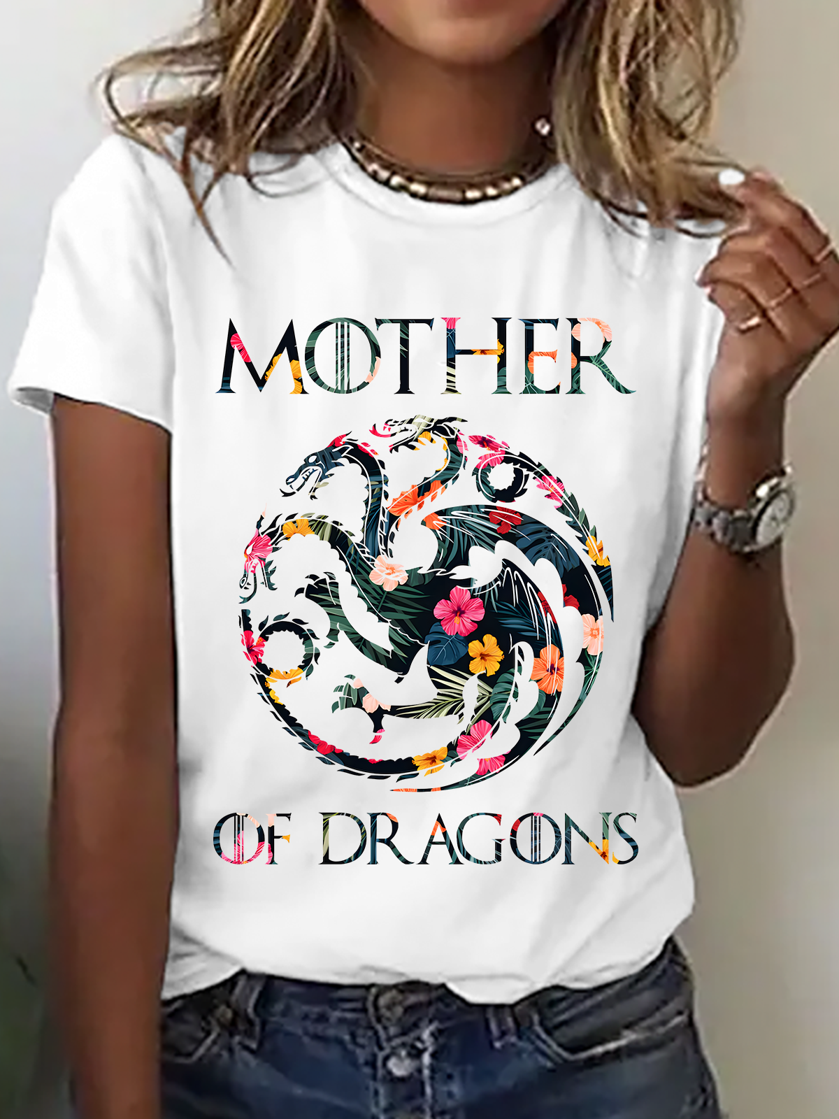 T-shirts Décontracté Été Lettres de texte Coton Micro-élasticité Quotidien Ample Manches Courtes Droit pour Femmes