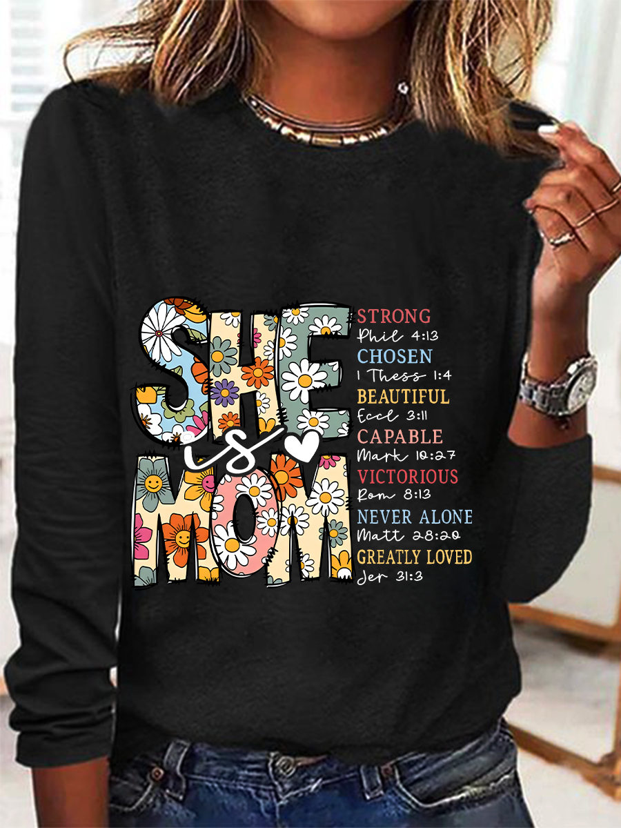 Blouses Décontracté Printemps / Automne Lettres de texte Quotidien Manches Longues en Mélangé de Coton Régulier Régulier Élasticité moyenne pour Femmes