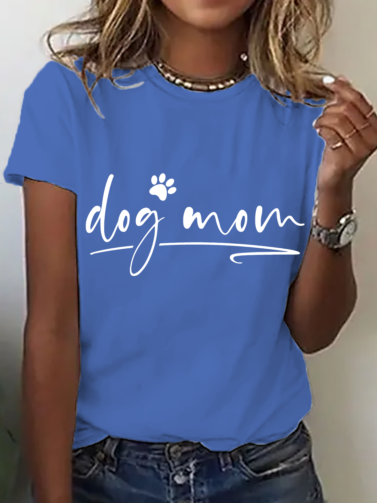 T-shirts Femmes Décontracté Été Lettres de texte Coton Micro-élasticité Ample Manches Courtes Col Rond Régulier