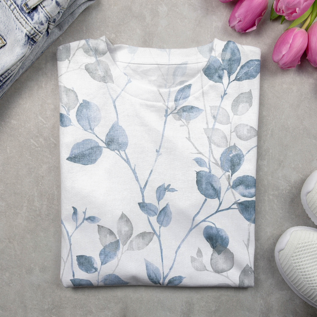 T-shirts Femmes Décontracté Floral Printemps / Automne Imprimé Micro-élasticité Quotidien Jersey Col Rond Droit