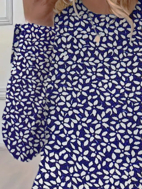 T-shirts Femmes Décontracté Floral Printemps / Automne Imprimé Micro-élasticité Jersey Manches Longues Col Rond Régulier