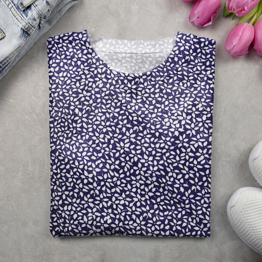 T-shirts Femmes Décontracté Floral Printemps / Automne Imprimé Micro-élasticité Jersey Manches Longues Col Rond Régulier