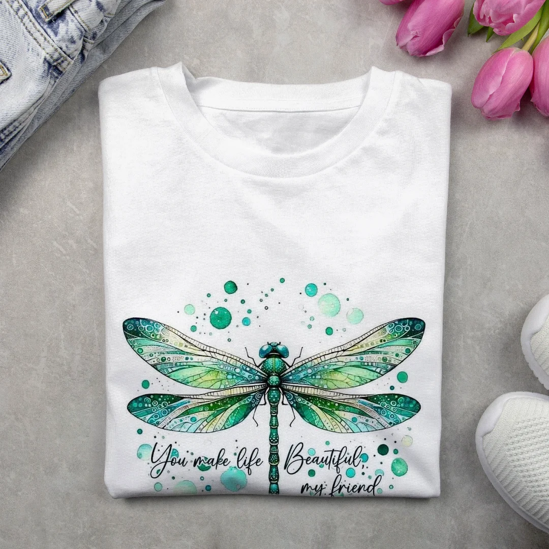T-shirts Décontracté Printemps / Automne Lettres de texte Imprimé Micro-élasticité Ample Col Rond Droit Régulier pour Femmes