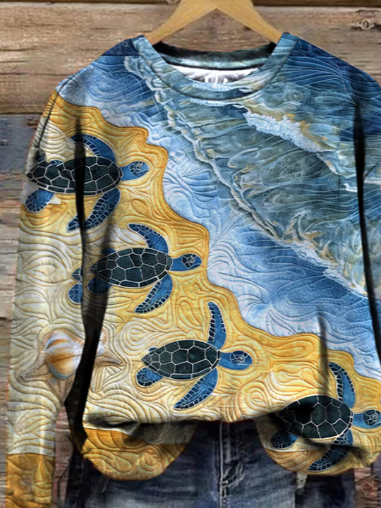 Sweat-shirts Décontracté Marin Vie Printemps / Automne Polyester Aucune élasticité Ample Manches Longues Droit Régulier pour Femmes