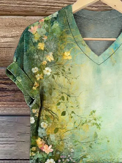T-shirts Femmes Décontracté Floral Été Imprimé Quotidien Manches Courtes Régulier Droit T.-N.-L.