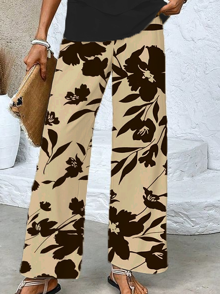 Deux Pièces Ensembles Femmes Décontracté Floral Été Polyester Naturel Aucune élasticité Coupe Régulière Sans Manches Trapèze