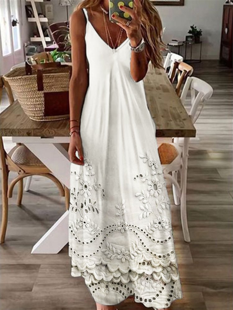 Femmes Motif dégradé Bleu Col V Confortable Robe Maxi Rétro