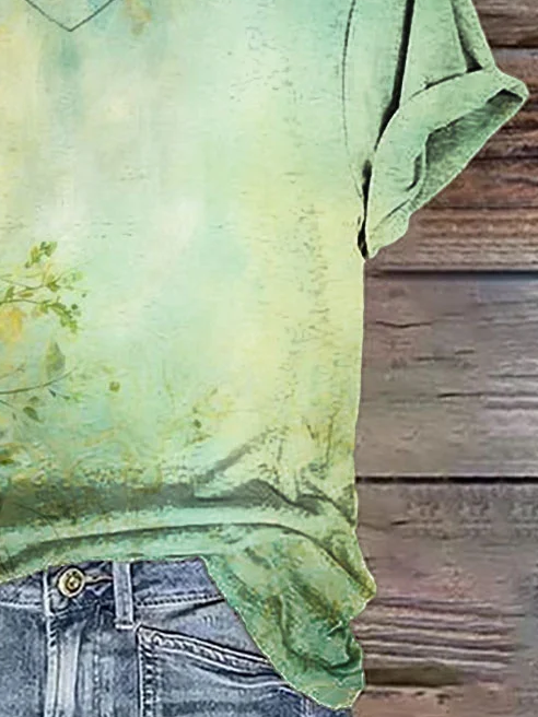 T-shirts Femmes Décontracté Floral Été Imprimé Quotidien Manches Courtes Régulier Droit T.-N.-L.