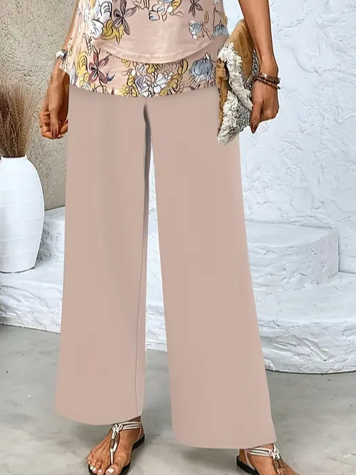 Deux Pièces Ensembles Femmes Décontracté Floral Été Imprimé Naturel Quotidien Col Rond Top Avec Pantalons Non
