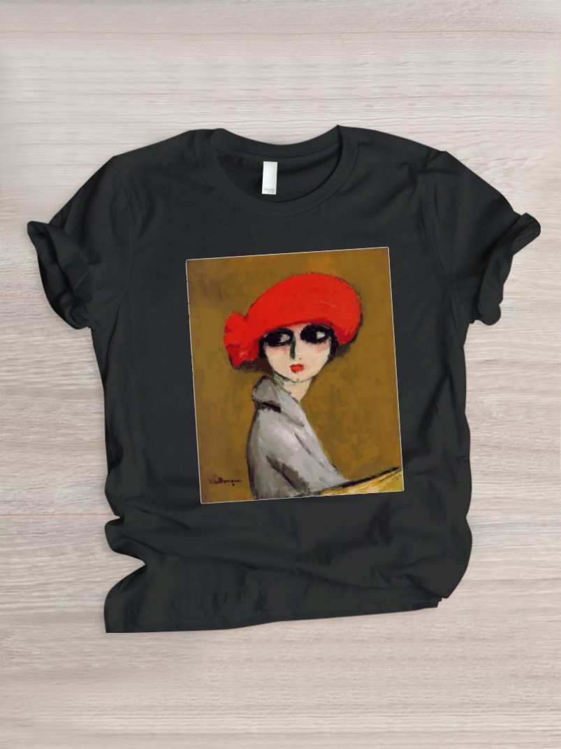 T-shirts Décontracté La peinture Été Micro-élasticité Quotidien Manches Courtes Régulier Trapèze Régulier pour Femmes