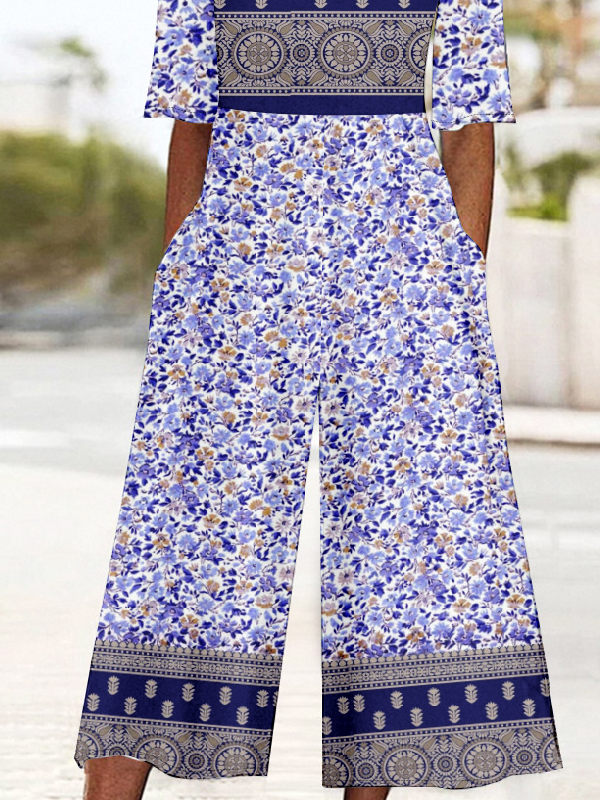 Combinaisons Femmes Décontracté Été Multicolore Bloc Polyester Naturel Micro-élasticité Ample Demi Manche Régulier