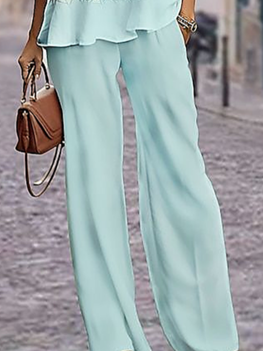 Deux Pièces Ensembles Femmes Décontracté Floral Printemps / Automne Imprimé Aucune élasticité Ample Manches Longues Top Avec Pantalons T.-N.-L.