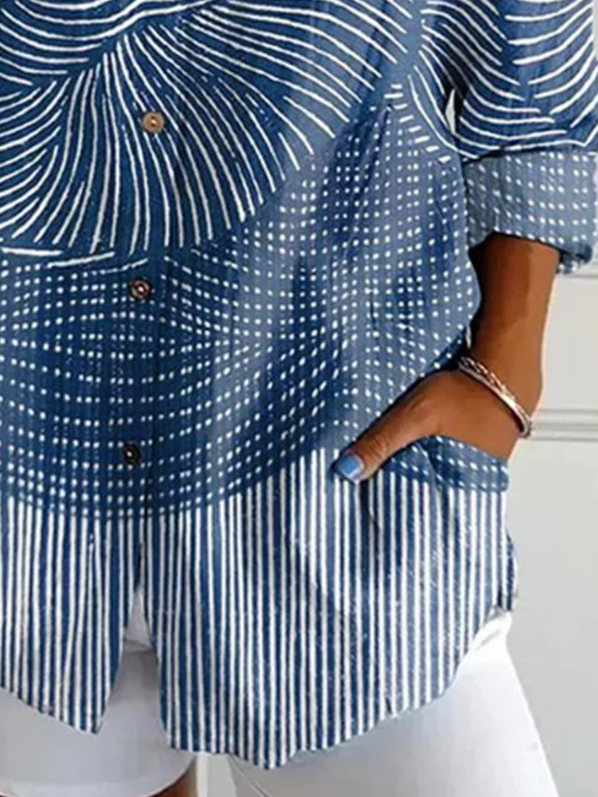 Chemises Femmes Décontracté Abstrait Printemps / Automne Coton Micro-élasticité Manches Longues Trapèze Régulier Col de Chemise