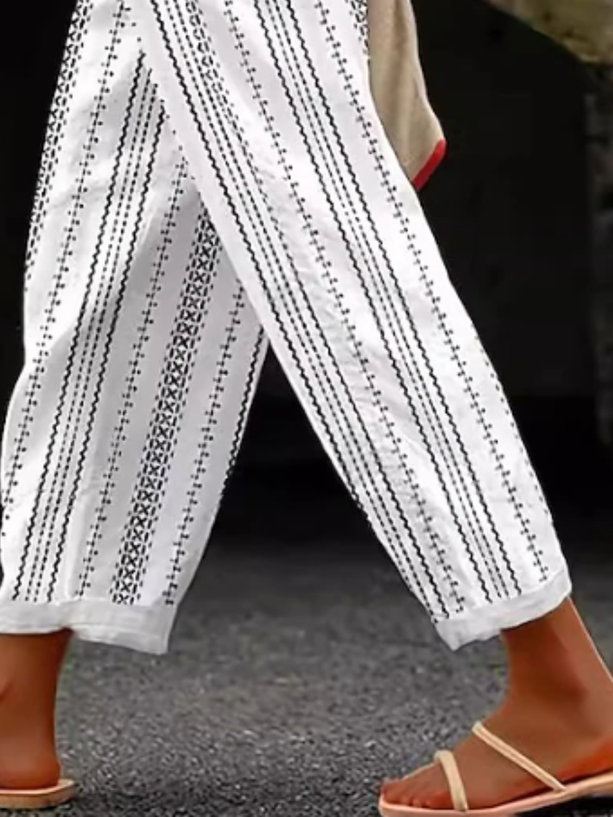 Pantalons Femmes Géométrique Décontracté Printemps / Automne Coton Micro-élasticité Coupe Régulière Long Droit Régulier