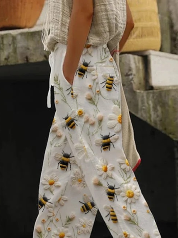 Pantalons Femmes Décontracté Imprimé d'Animal Printemps / Automne en Lin Micro-élasticité Domestique Coupe Régulière Long Régulier