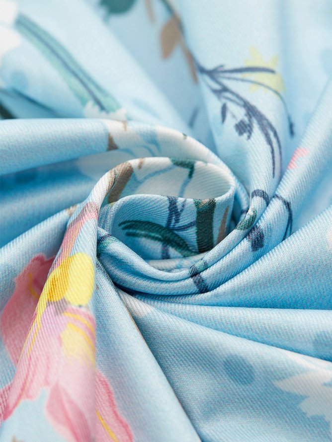 T-shirts Décontracté Floral Été Polyester Col V Ample Sans Manches Régulier Régulier pour Femmes