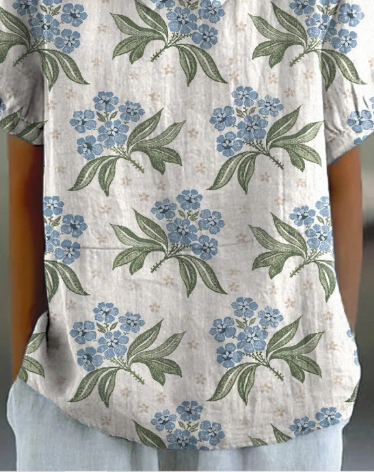 Blouses Simple Floral Été Polyester Aucune élasticité Quotidien Ample Demi Manche Col Châle pour Femmes