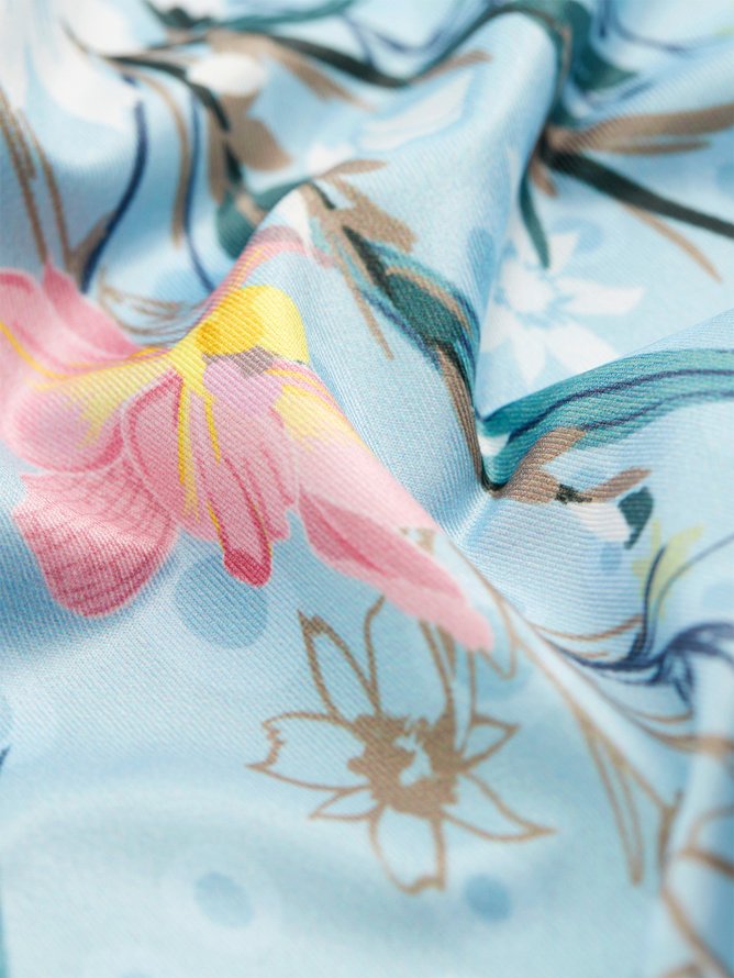 T-shirts Décontracté Floral Été Polyester Col V Ample Sans Manches Régulier Régulier pour Femmes