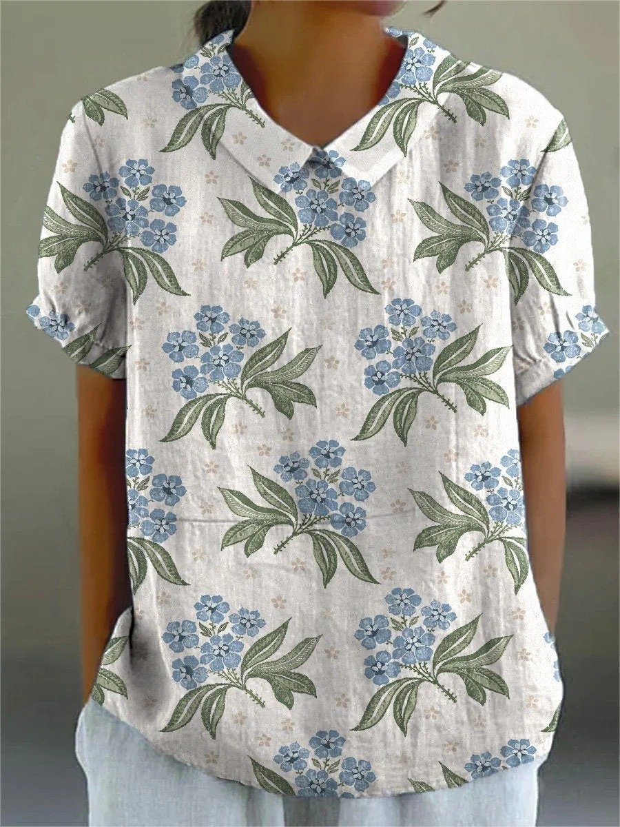 Blouses Simple Floral Été Polyester Aucune élasticité Quotidien Ample Demi Manche Col Châle pour Femmes