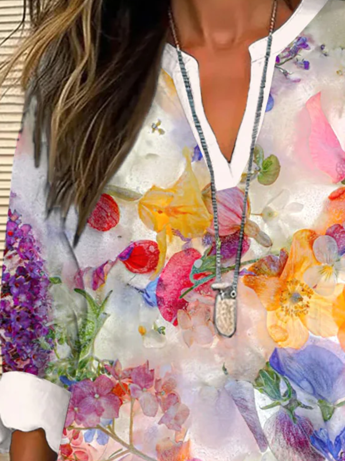 Blouses Femmes Décontracté Floral Printemps / Automne Polyester Micro-élasticité Vacances Manches Longues Régulier Trapèze