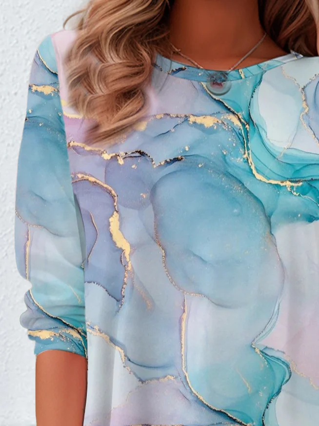 T-shirts Décontracté Abstrait Printemps / Automne Aucune élasticité Ample Jersey Régulier Régulier Non pour Femmes