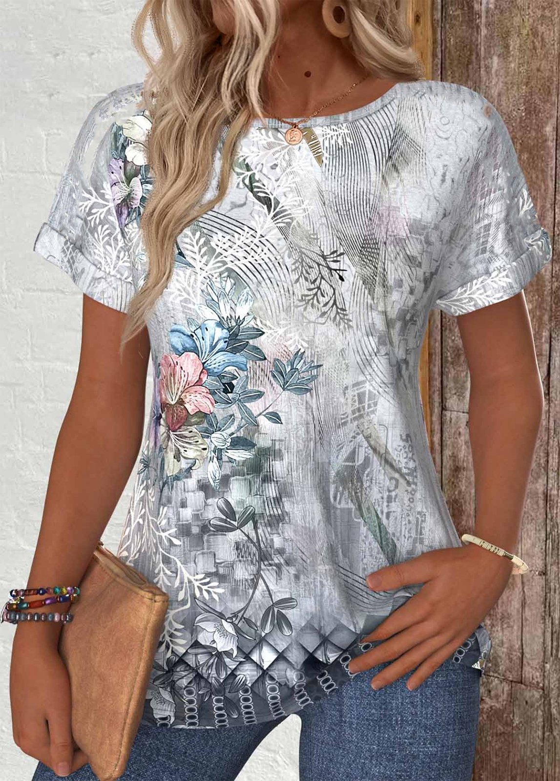 T-shirts Femmes Décontracté Été impression en 3D Micro-élasticité Ample Jersey Manches Courtes Col Rond Régulier
