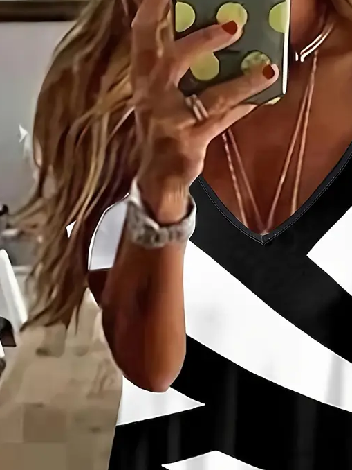 T-shirts Rayé Décontracté Été Imprimé Aucune élasticité Ample Jersey Régulier T.-N.-L. pour Femmes