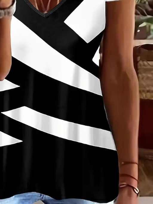 T-shirts Rayé Décontracté Été Imprimé Aucune élasticité Ample Jersey Régulier T.-N.-L. pour Femmes