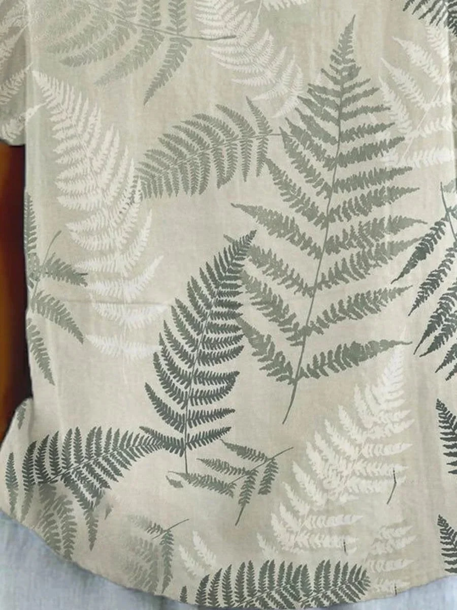 Blouses Simple Été Plantes Coton Quotidien Col Châle Régulier Droit Régulier pour Femmes