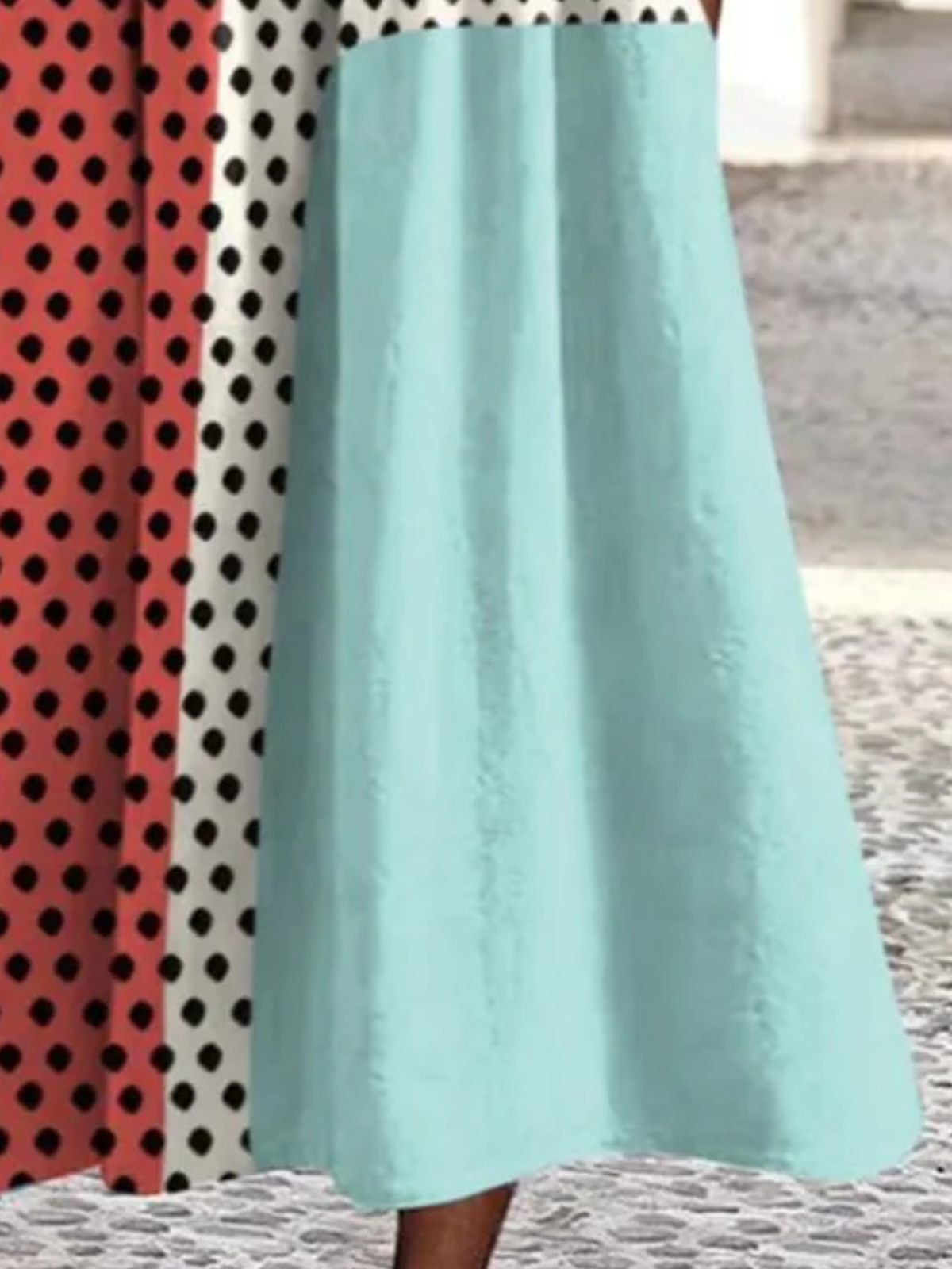 Femmes Bloc de Couleur Comme Image Col Rond Confortable Robe Maxi Décontracté