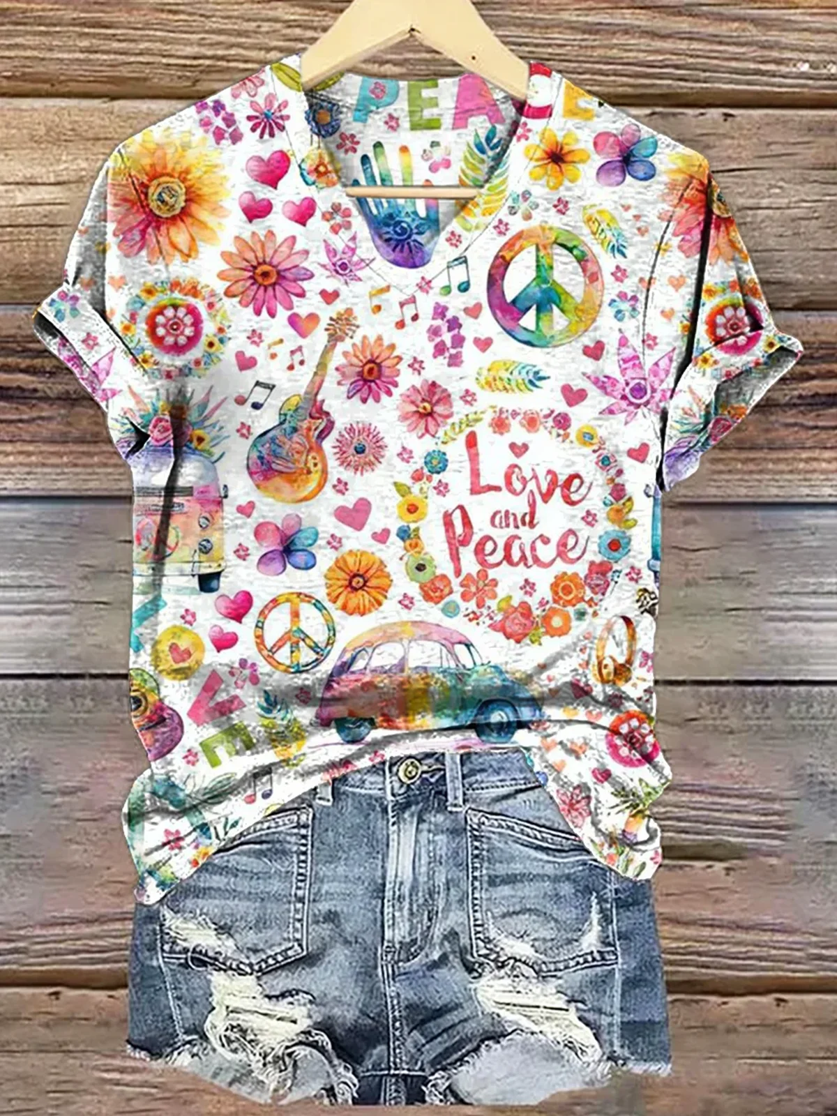 T-shirts Géométrique Décontracté Été Coton Micro-élasticité Quotidien Coupe Régulière Manches Courtes Trapèze pour Femmes