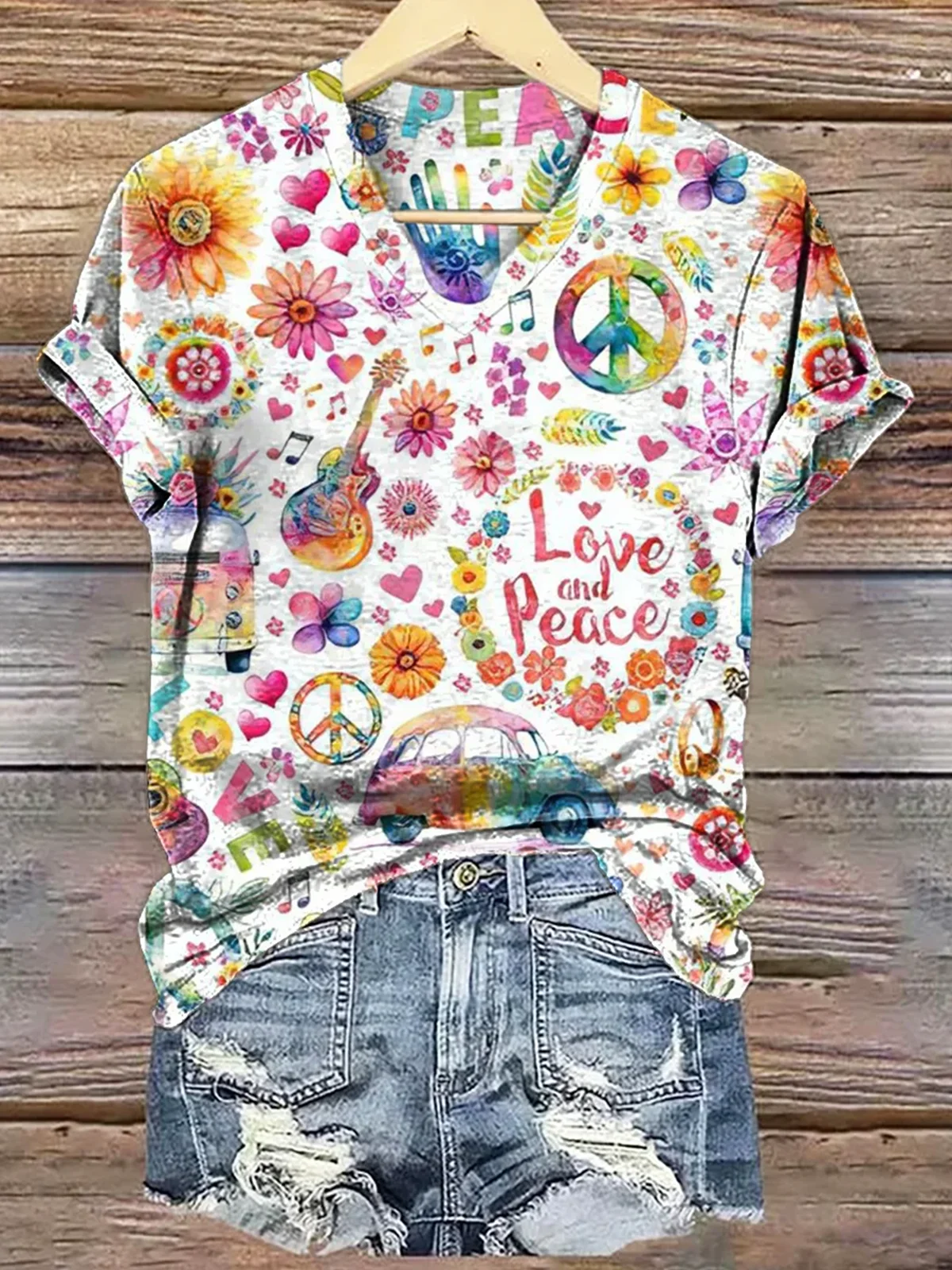 T-shirts Géométrique Décontracté Été Coton Micro-élasticité Quotidien Coupe Régulière Manches Courtes Trapèze pour Femmes