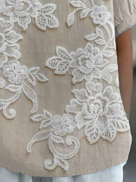Chemises Décontracté Floral Été Polyester Imprimé Léger Ample Manches Courtes Régulier pour Femmes