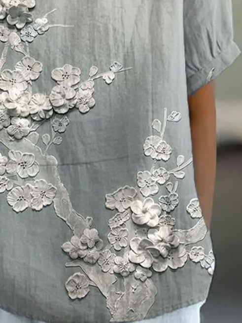 Chemises Décontracté Floral Été Polyester Imprimé Aucune élasticité Manches Courtes Régulier Droit pour Femmes