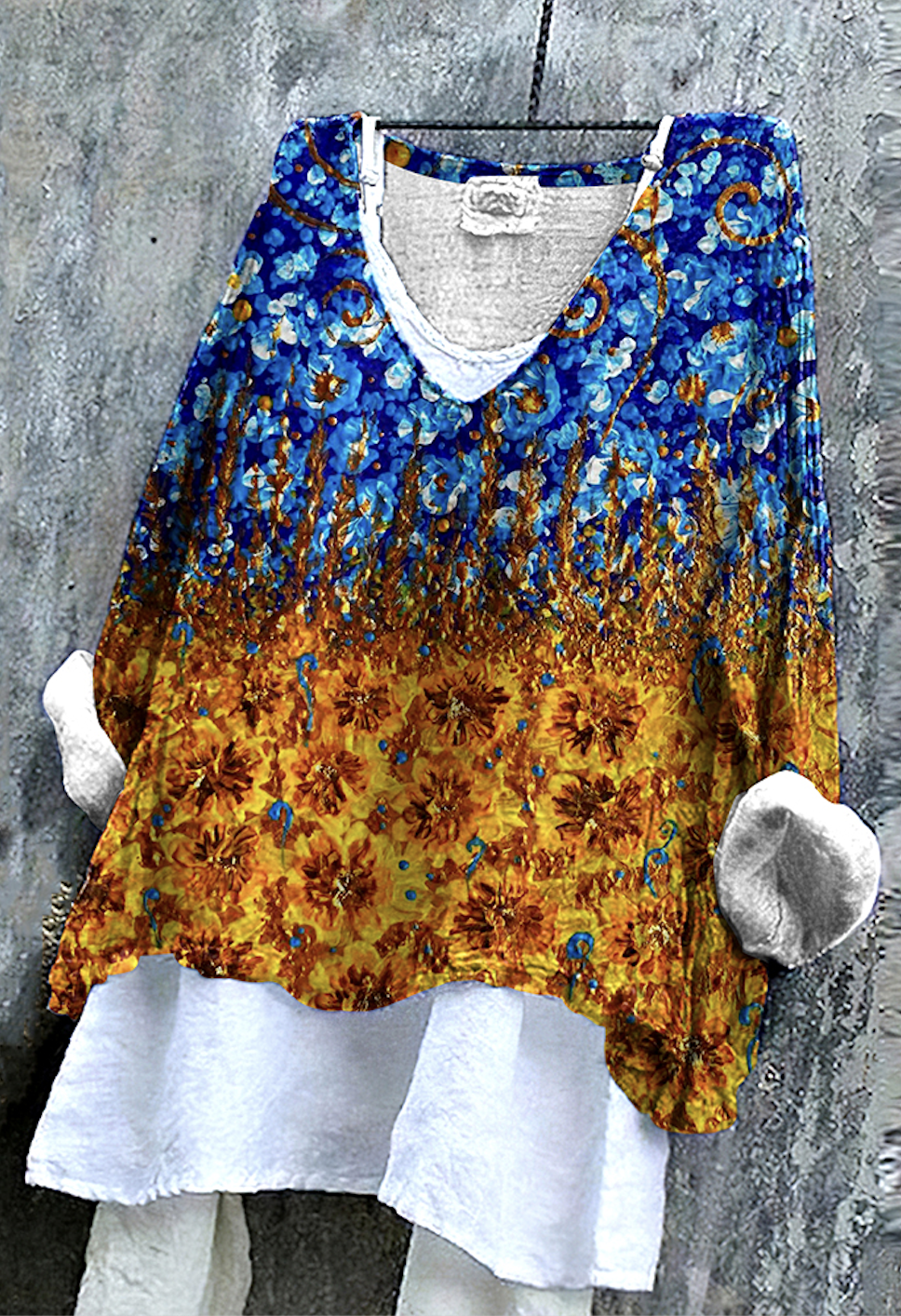 T-shirts Femmes Décontracté Floral Printemps / Automne Polyester Micro-élasticité Quotidien Ample Manches Longues Régulier