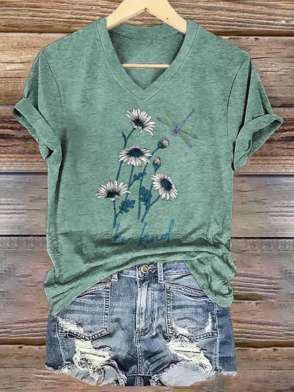 T-shirts Décontracté Floral Été Polyester Micro-élasticité Quotidien Coupe Régulière Manches Courtes Trapèze pour Femmes
