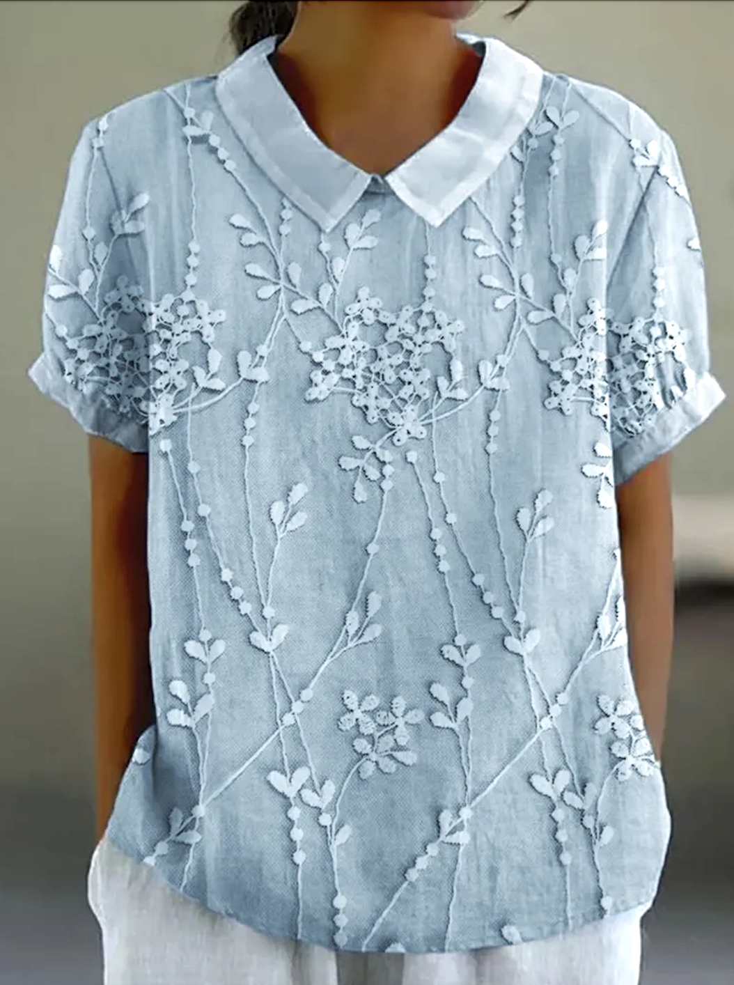 Chemises Décontracté Floral Été Micro-élasticité Quotidien Coupe Régulière Régulier Régulier Col de Chemise pour Femmes