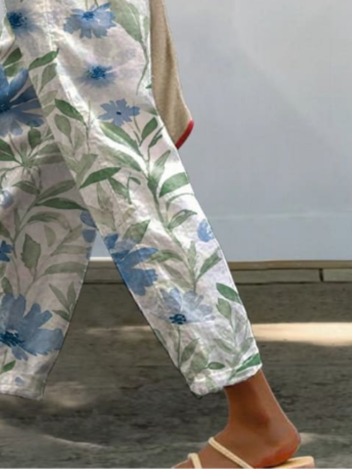 Pantalons Femmes Décontracté Floral Printemps / Automne Naturel Micro-élasticité Quotidien Coupe Régulière Pantalon droit Droit