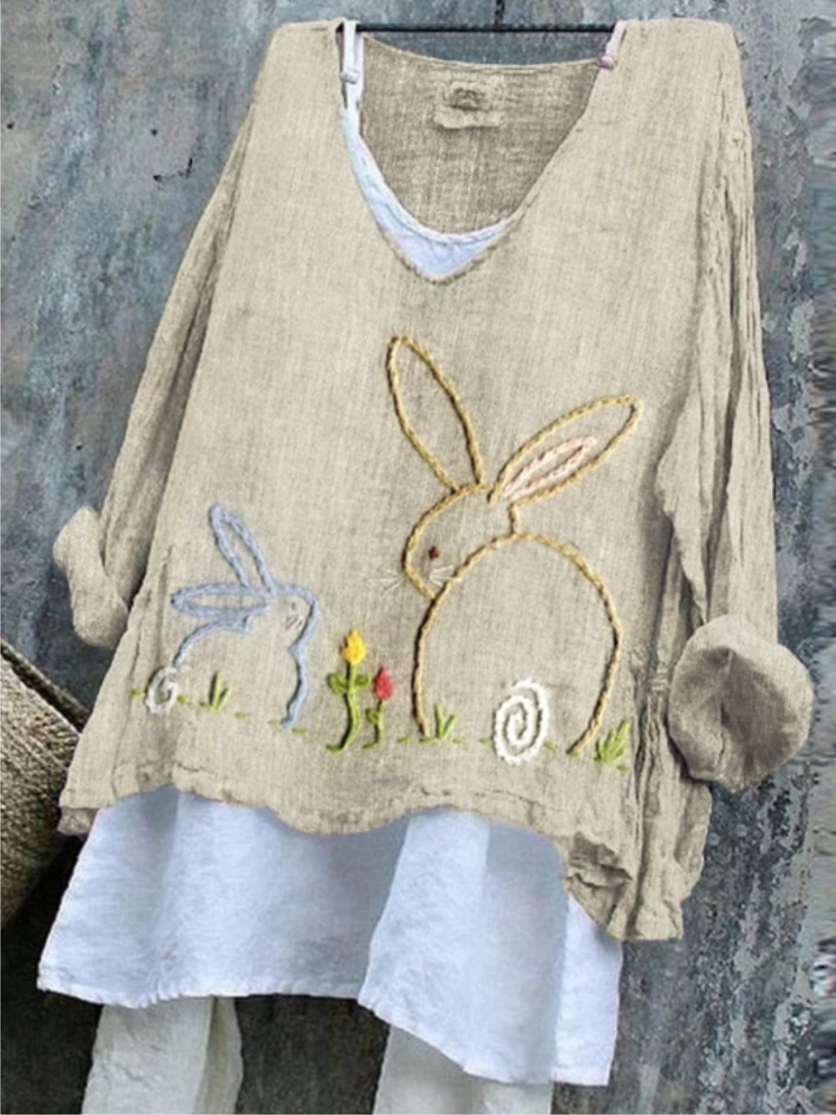 T-shirts Femmes Décontracté Imprimé d'Animal Printemps / Automne Col V Quotidien Ample Manches Longues Régulier Régulier